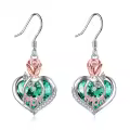 TOUPOP 925 Sterling Silver Crystal Rose Heart Drop Earrings-0-0