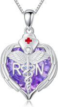 wholesale TOUPOP Nurse Necklace 925 Sterling Silver Rn Necklace Angle Wings Gifts For Nurse Graduation Jewelry -0-0