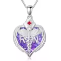 TOUPOP Sterling Silver Angel Wings RN Necklace Nurse Graduation Jewelry Gift-0-0