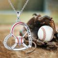 wholesale 925 Sterling Silver Baseball Bat and Ball Design Pendant Necklace with Inspirational Message Never Give Up Sporty Gift for Women-0-5