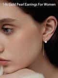 wholesale Gold 14k Freshwater Pearl Long Chain Drop Earrings for Women Gift Ideas-0-2