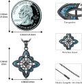 wholesale 925 Sterling Silver Blackened Pendant with Turquoise and Abalone Inlay - Witch's Knot Necklace for Women-0-2
