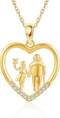 wholesale 14K Solid Heart Family Pendant Necklace for Mom Grandmother's Day Gift-0-0