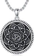 wholesale 925 Sterling Silver Seiyang Buddhism Om Lotus Pendant Necklace for Men Women with 2.5mm 22+2 IN Rolo Chain (with Gift Box)-0-0