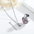 wholesale 925 Sterling Silver Heart Shaped Memorial Urn Necklace with Pink Crystal and Funnel Set for Ashes Keepsakes-0-5