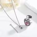 wholesale 925 Sterling Silver Heart Shaped Memorial Urn Necklaces Wholesale with Crystal and Funnel Set for Women/Men-0-5