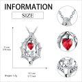 wholesale 925 Sterling Silver Bat Heart Red Crystal Pendant Necklace for Women Men Gifts-0-3
