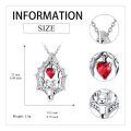 wholesale 925 Sterling Silver Bat Pendant Necklace With Red Heart Crystal And Zircon Wings-0-3