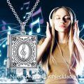 wholesale 925 Sterling Silver Music Note Photo Locket Pendant Chain Necklaces for Women Mother's Day Gifts-0-4