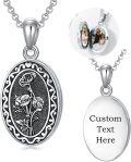 wholesale  Sterling Silver 12 Month Birth Flower Photo Locket Necklace Jewelry Gift -0-3