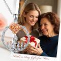 wholesale S925 Sterling Silver 14K Rose Gold Plated Rose Flower Mother Necklace for Mom Grandma Gift-0-2