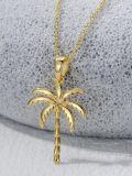 TOUPOP 14K Gold Stone Palm Tree Necklace For Women-0-1