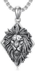 wholesale 925 Sterling Silver Lion Head Pendant Necklace for Men Women  45cm Chain Length-0-0