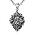 wholesale 925 Sterling Silver Lion Head Pendant Necklace for Men Women  45cm Chain Length-0-0