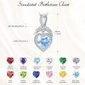 wholesale 925 Sterling Silver & AAAAA CZ Heart Pendant Necklace with 12 Birthstones, 18-20\ Adjustable Chain, Hypoallergenic Gift for Women-0-4