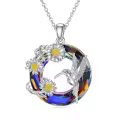 TOUPOP Sterling Silver Crystal Hummingbird Bird Pendant Cross Necklace-0-0