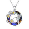 TOUPOP Sterling Silver Crystal Hummingbird Bird Pendant Cross Necklace-0-0