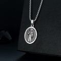 wholesale 925 Sterling Silver Oval St. Jude Medal Necklace with Praying Hands and Cross Design-0-4