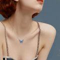 wholesale 925 Sterling Silver Blue Rose Butterfly Pendant Necklace for Women-0-2