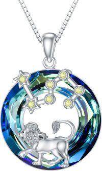 wholesale Sterling Silver Zodiac Necklace with 12 Constellations Horoscope Heart Pendant for Women-02-Leo Necklace(07.23-08.22)-02-Leo Necklace(07.23-08.22)