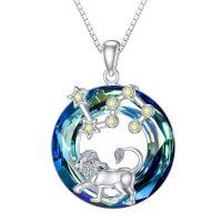 wholesale 925 Sterling Silver Zodiac Necklace with 12 Constellations Horoscope Heart Pendant for Women-02-Leo Necklace(07.23-08.22)-02-Leo Necklace(07.23-08.22)