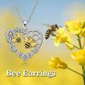 wholesale 925 Sterling Silver Heart Necklace with Bee and Flower Pendant s for Women-0-5