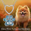 wholesale 925 Sterling Silver Turquoise Heart & Paw Print Pendant Necklace for Dog Lovers-0-4