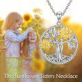 wholesale 925 Sterling Silver Sunflower Tree of Life Family Pendant Necklace for Mothers and Grandmothers-0-4