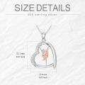 wholesale 925 Sterling Silver Rose Gold Dancing Girl in Heart Shape Pendant Necklace with Cubic Zirconia Stones and Chain for Women Girls  (Rose)-0-2