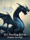 wholesale 925 Sterling Silver Heart-Shaped Moonstone Dragon Drop Earrings for Women-0-5