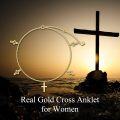 wholesale 14K Gold Chain with Cross Charms and Heart Pendant Ankle Anklet for Women - Adjustable Size-0-4