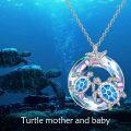 wholesale 925 Sterling Silver Blue Opal Sea Turtles Pendant Necklace for Women-0-8