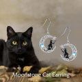 wholesale 925 Sterling Silver Cat On Moon With Star Earrings-0-5
