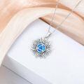 wholesale 925 Sterling Silver 925 Blue Opal Lotus Flower Triangle Recovery Symbol Necklace for Women & Men-0-1