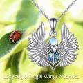 wholesale 925 Sterling Silver Moonstone & Abalone Shell Angel Wing Heart Scarab Pendant Necklace s for Women-0-2