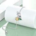 wholesale 925 Sterling Silver Cute Sloth Gold Flower Green Leaf Bracelet-0-3