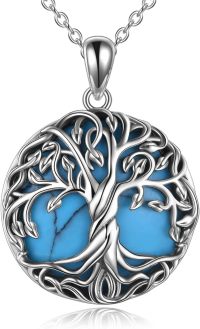 wholesale  Sterling Silver Tree of Life Necklace with Dainty Pendant Irish Jewelry Gift for Women -Turquois Tree Pendant