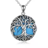 wholesale 925 Sterling Silver Abalone Shell Tree of Life Pendant Necklace - Irish s for Women-Turquois Tree Pendant