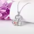 wholesale 925 Sterling Silver Elephant Family Pendant Necklaces - Cute Animal Love Gifts for Women and Mothers-0-1