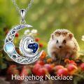 wholesale 925 Sterling Silver Moon Pendant with Blue Crystal Heart and White Opal Stone - Adorable Animal Design for Women's Fashion Necklaces Gifts-0-2