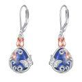wholesale 925 Sterling Silver Butterfly Tulip Blue Lapis Two Tone Drop Earrings-0-0