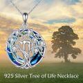wholesale 925 Sterling Silver Blue Crystal Tree of Life Pendant Necklace with Chai Yin Yang Witch's Knot Charm-0-5