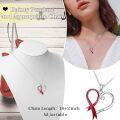 wholesale 925 Sterling Silver Hope Heart with Red Ribbon Breast Cancer Awareness Pendant Necklace-0-2