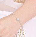 wholesale 925 Sterling Silver White Round Opal Beaded Chain Bracelet for Women s-0-3