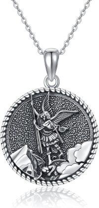 wholesale 925 Sterling Silver St. Jude Thaddeus Religious Medal Necklace for Men Women Boys Girls Catholic s 3D Angel Design with Cross and Crown of Thorns Charm Pendant Chain Set-St Michael