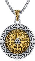 wholesale 925 Sterling Silver Viking Vegvisir Compass Norse Runes Pendant Necklace -0-0