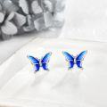 wholesale 925 Sterling Silver Blue Enamel Butterfly Stud Earrings for Women Girls Hypoallergenic -0-2