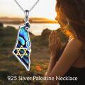 wholesale 925 Sterling Silver Abalone Shell Star of David Israel Map Pendant Necklace-0-1