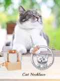 wholesale 925 Sterling Silver Cat Pendant Necklace with Flowers and Circle Frame s for Women-0-5