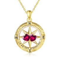 wholesale 925 Sterling Silver Compass Pendant with Birthstones for Women-07-07-Jul-Jul